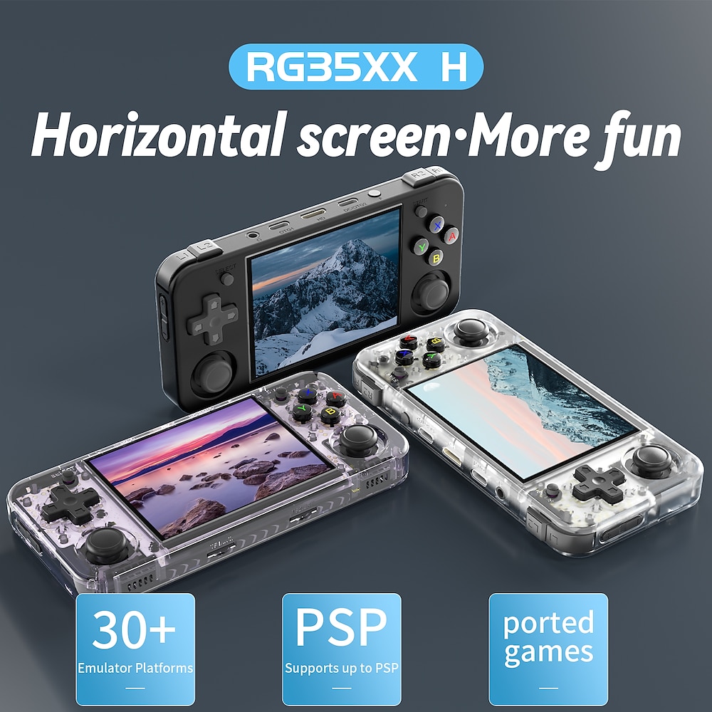 Anbernic RG35XX H Handheld-Spielekonsole, tragbarer Audio-Video-Player mit 3,5-Zoll-HD-Bildschirm, tragbare Retro-Spielekonsole mit Doppelwippe Lightinthebox