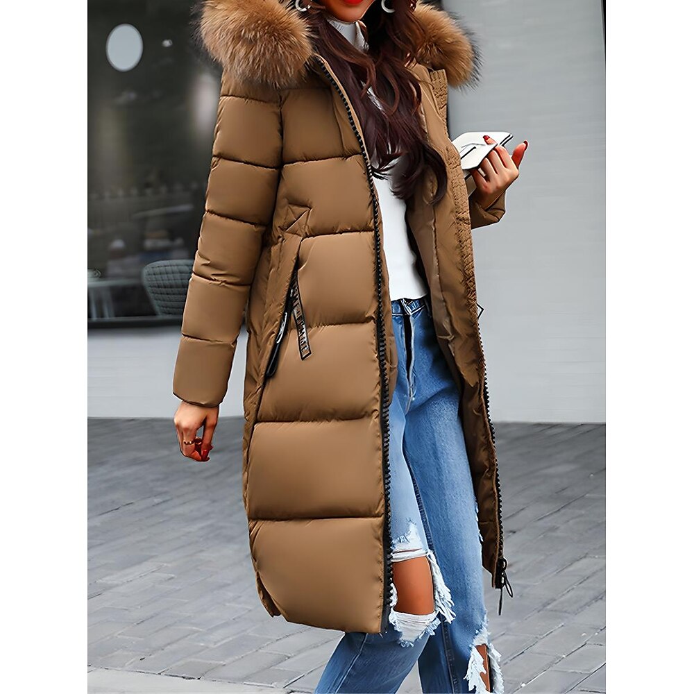 Damen Winterjacke Outdoor Valentinstag Strasse Herbst Winter Lang Mantel Regular Fit Windundurchlässig warm halten Zeitgenössisch Stilvoll Brautkleider schlicht Jacken Langarm Glatt Mit Taschen Full Lightinthebox