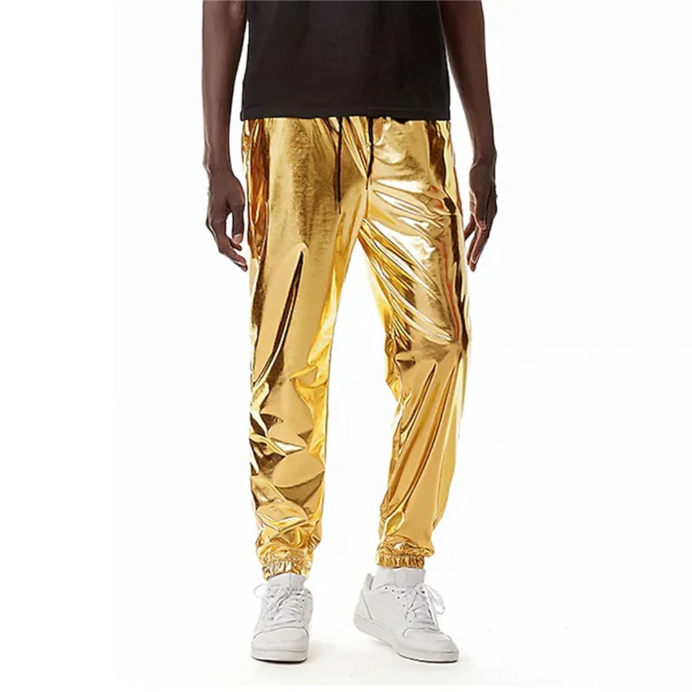 Herren Jogginghose Jogger Hose Hosen Freizeithose Paillettenhose Kordelzug Elastische Taille Glänzend Matallic Feste Farbe In voller Länge Klub Nachtclub Disco-Lichter Brautkleider schlicht Hose Lightinthebox