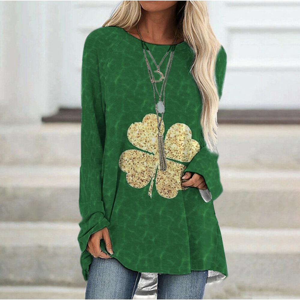 st. Patrick's Day Shamrock Irish T-Shirt, Anime-Grafik-T-Shirt für Damen und Erwachsene, 3D-Druck, 100 % Polyester, Party, Festival Lightinthebox