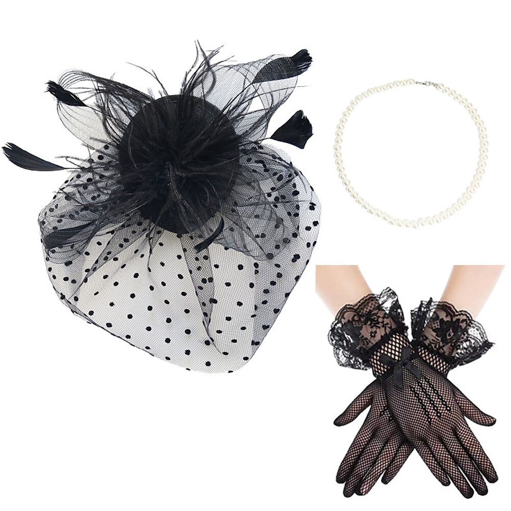 Retro Vintage 1950s 1920s Kopfbedeckung Partykostüm Fascinator-Hut Hut Damen Maskerade Veranstaltung / Fest Verabredung Urlaub Handschuhe Lightinthebox