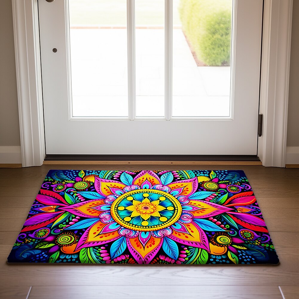 Mandala-Malerei, Bohemian-Fußmatte, rutschfest, ölbeständig, für drinnen und draußen, Schlafzimmerdeko, Badezimmermatte, Eingangsteppich Lightinthebox