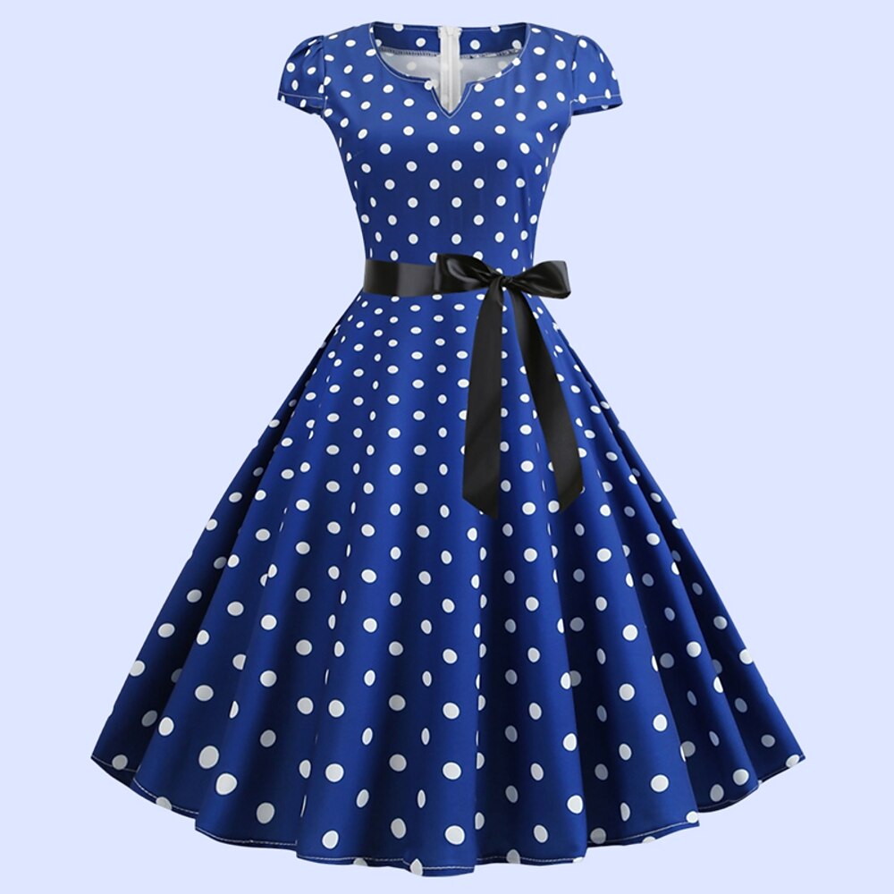 50er Polka Dots Swing Kleid Retro Vintage 1950er Urlaubskleid Schlagkleid Damen Cosplay Kostüm lässig Alltagskleid Maskerade Lightinthebox