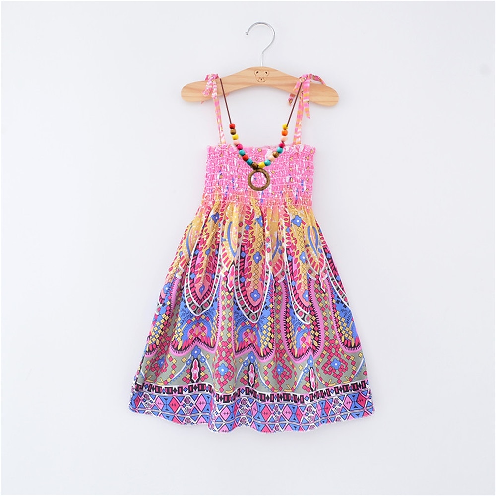 kinderkleidung Mädchen Kleid Graphic Ärmellos Party Casual Modisch bezaubernd Täglich Baumwolle Sommer Frühling 2-13 Jahre Mehrfarbig Gelb Rosa Lightinthebox