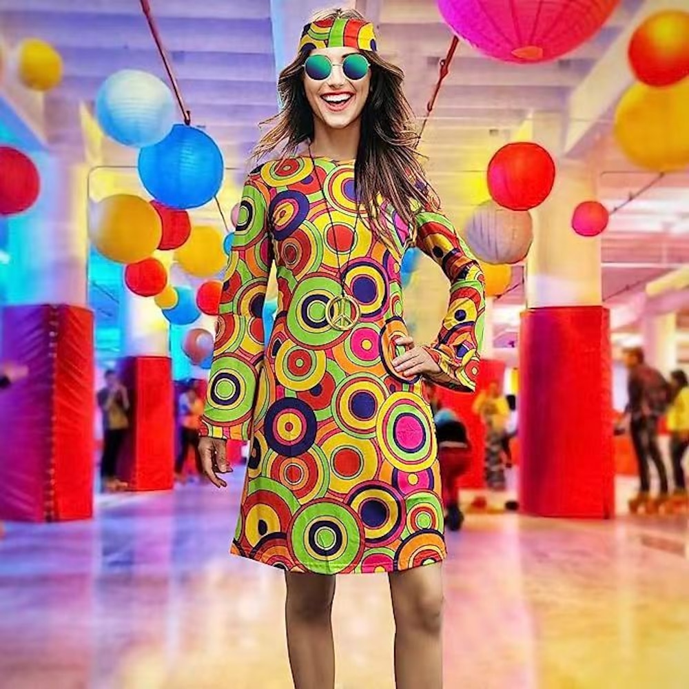 Retro Vintage 1970er Disko Kleid Stirnband Hippie Damen Karneval Maskerade Party / Abend Erwachsene Kleid Stirnband Lightinthebox