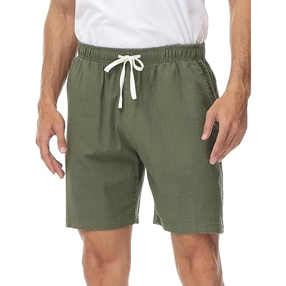 Herren Shorts Kurze Hosen Leinenshorts Kurze Hosen Sommer-Shorts Strandshorts Kurze Hosen Kordelzug Elastische Taille Glatt Komfort Atmungsaktiv Kurz Casual Täglich Strand Modisch Klassicher Stil Lightinthebox