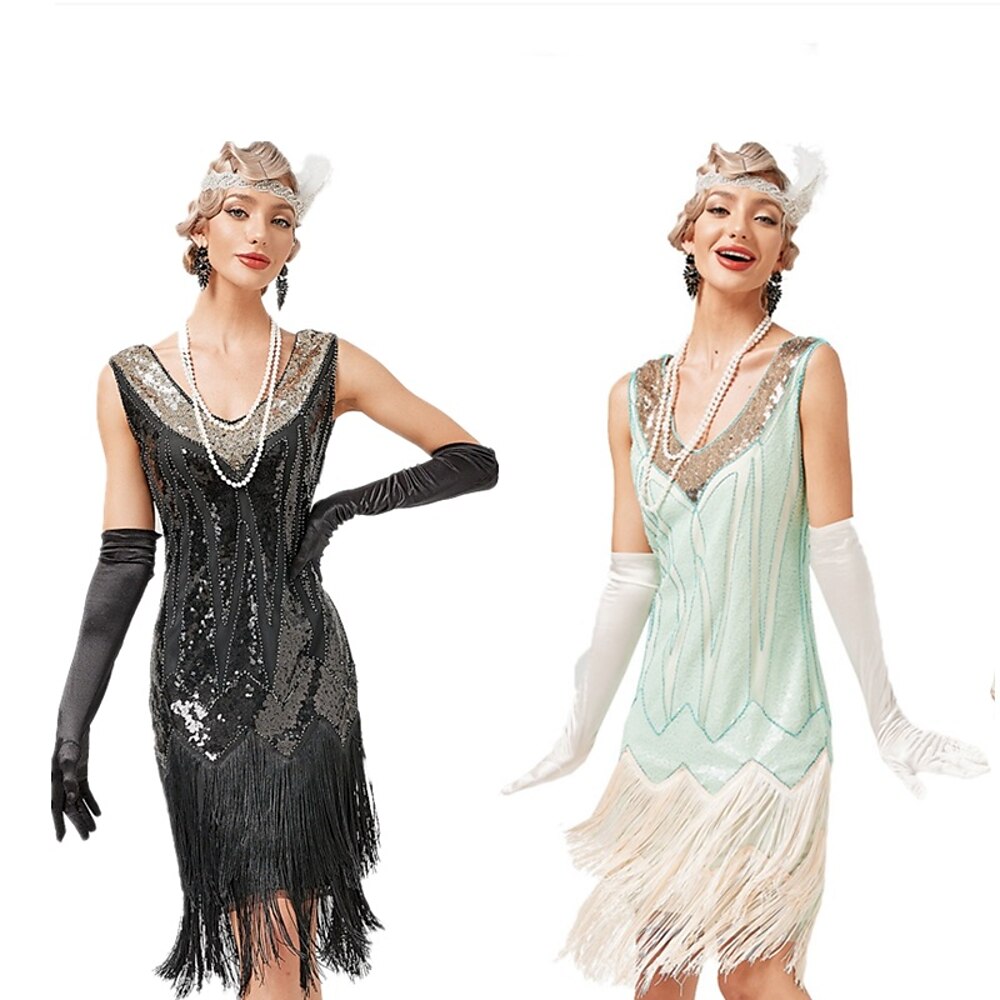 Retro Vintage Brüllen 20s 1920s Flapper Kleid Kleid Maskerade Der große Gatsby Damen Pailletten Quaste Karneval Maskerade Hochzeit kleid hochzeitsgast Party / Abend Erwachsene Kleid Homecoming-Kleider Lightinthebox