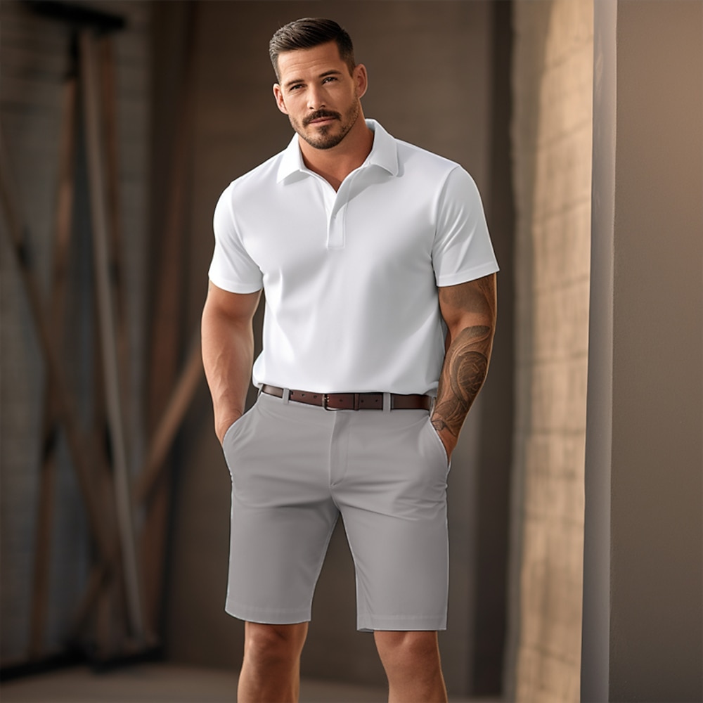 Herren Shorts Kurze Hosen Chino Bermuda Shorts Bermudas Zip Knopf Tasche Glatt Komfort Atmungsaktiv Kurz Casual Täglich Festtage Modisch Schick Modern Schwarz Weiß Lightinthebox