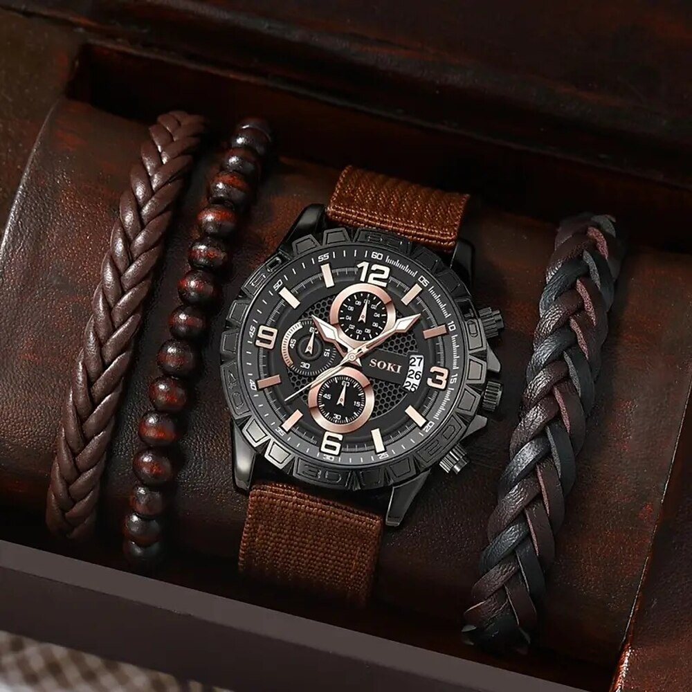 Herren Quarz uhr Kreativ Mit Kette Modisch Lässige Uhr WASSERDICHT Dekoration PU - Leder Beobachten Lightinthebox