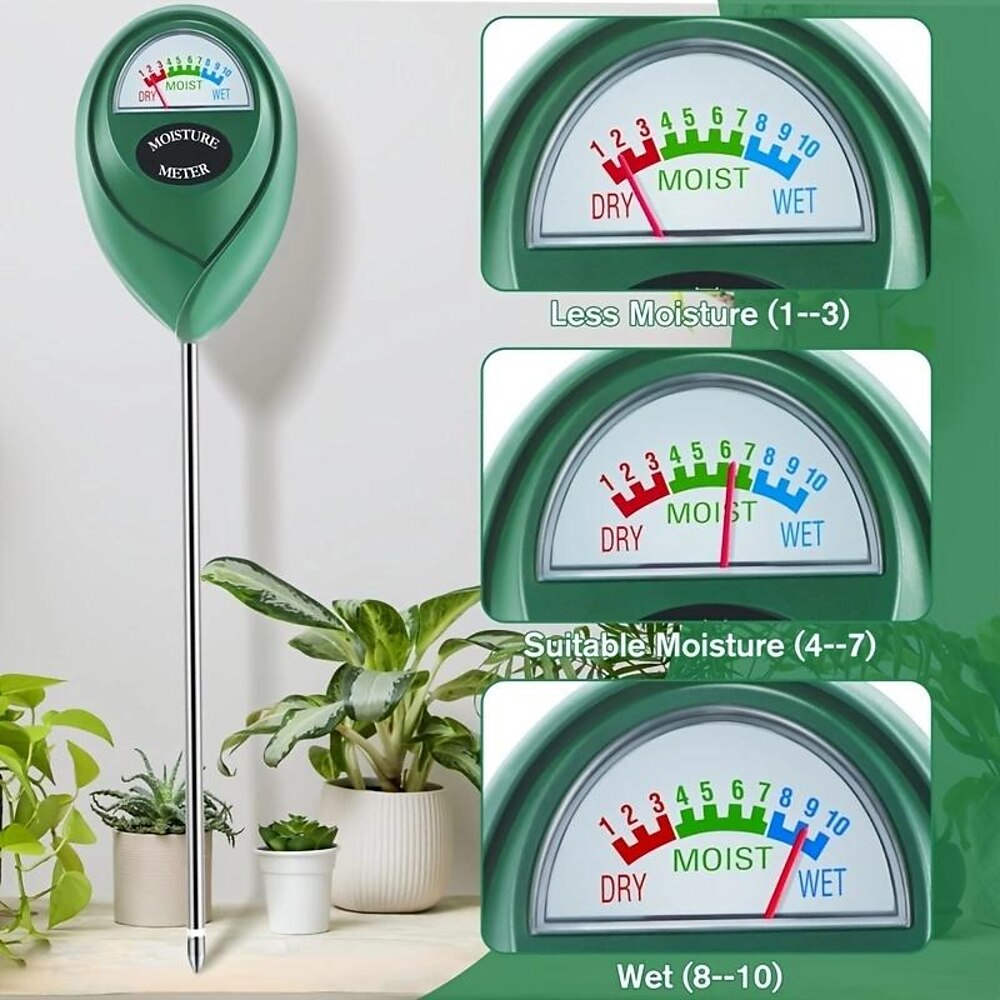 1 Stück Bodenfeuchtigkeitsmesser, Bodenhygrometer für Pflanzen, Bodenwassermessgerät Innen-Außen, Bodenfeuchtigkeitssensor für Garten, Rasen, Pflege von Nutzpflanzen Lightinthebox