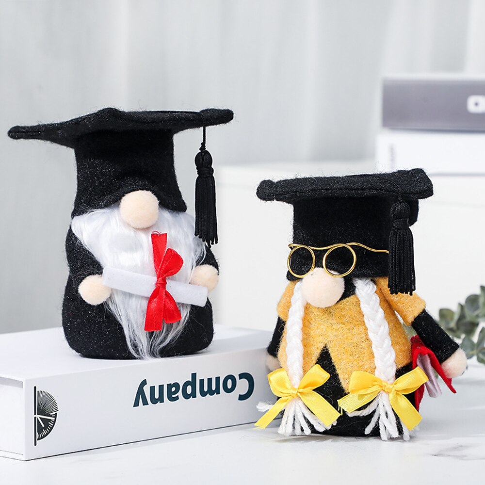 Gnomenfigur zum Abitur, süße gesichtslose Puppe mit schwarzer Doktormütze, Plüschtier, Urlaubsgeschenk Dekoration Lightinthebox