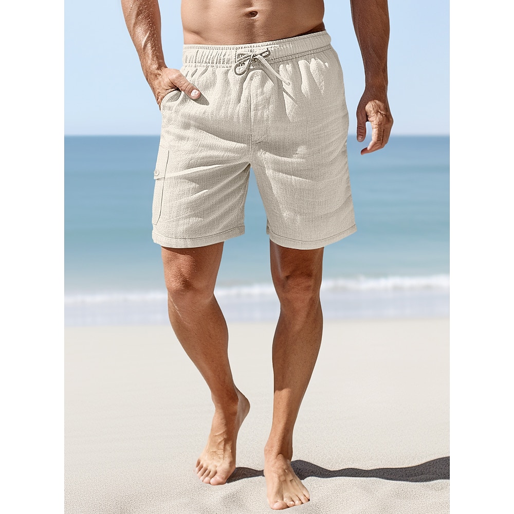 100% Leinen Herren Shorts Kurze Hosen Leinenshorts Kurze Hosen Sommer-Shorts Tasche Kordelzug Elastische Taille Glatt Atmungsaktiv Komfortabel Kurz Täglich Urlaub Ausgehen Klassisch Brautkleider Lightinthebox