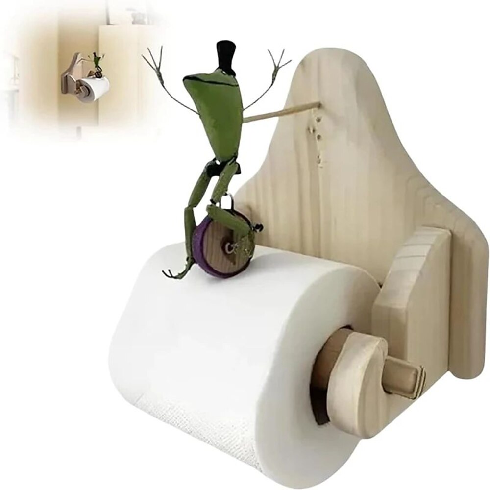 Kreativer Frosch-Toilettenpapierhalter, der Fahrrad fährt. Lustiger Frosch-Rollenpapierhalter zur Wandmontage Lightinthebox