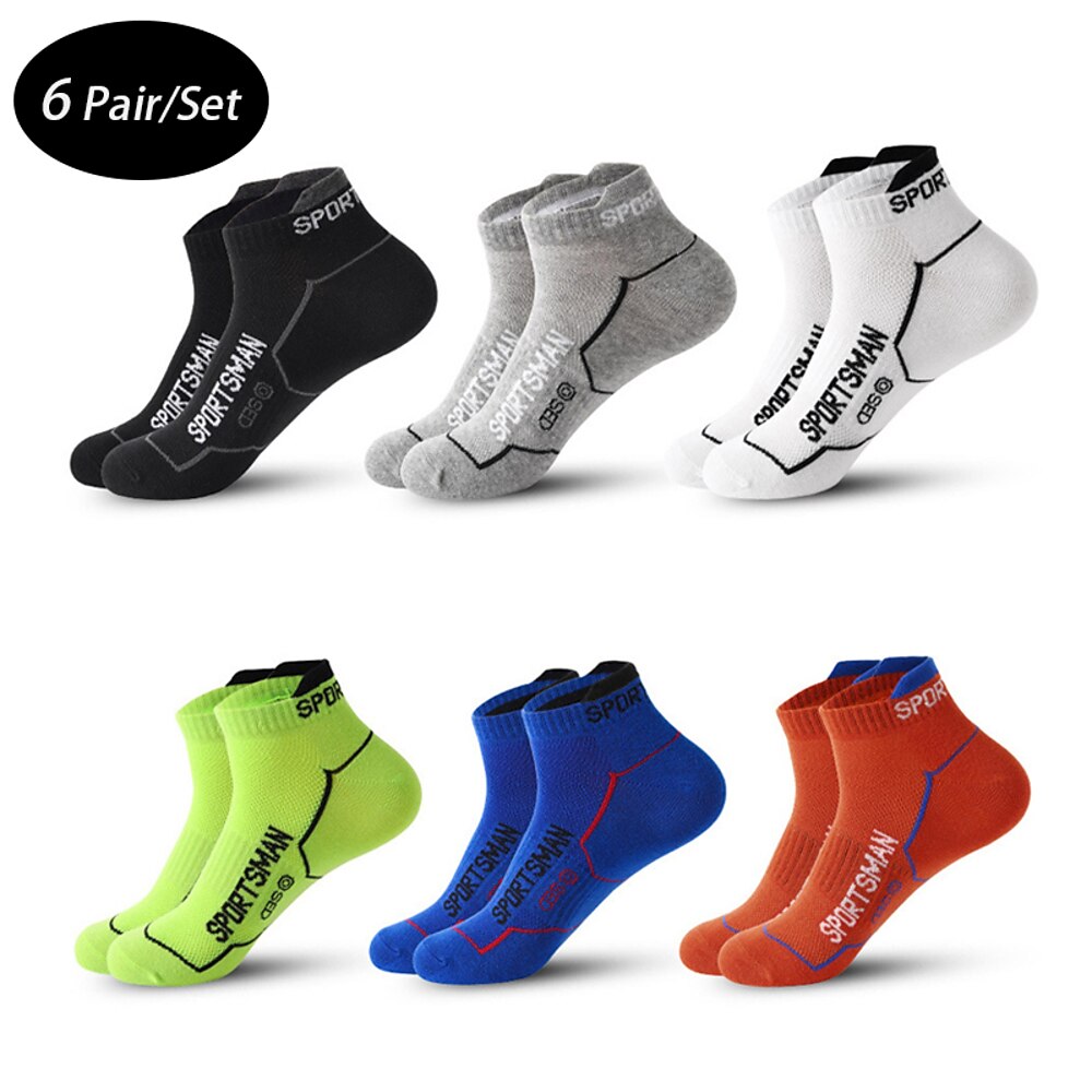 Herren 6er Pack Mehrfachpackungen Socken Ankle Socken Niedrig geschnittene Socken Laufsport Socken Freizeitsocken Schwarz Weiß Farbe Farbblock Sport Natur Casual Täglich Grundlegend Mittel Frühling Lightinthebox