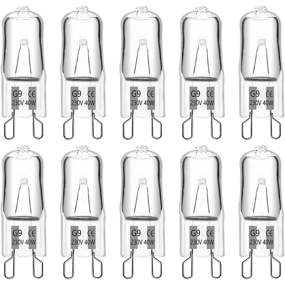 10 Stück G9 40 W 220 V 2-polige Halogenlampe warmweiß 3000 K 360 Abstrahlwinkel für Backofen Mikrowelle Kristalllampe Deckenventilator Lichter Lightinthebox