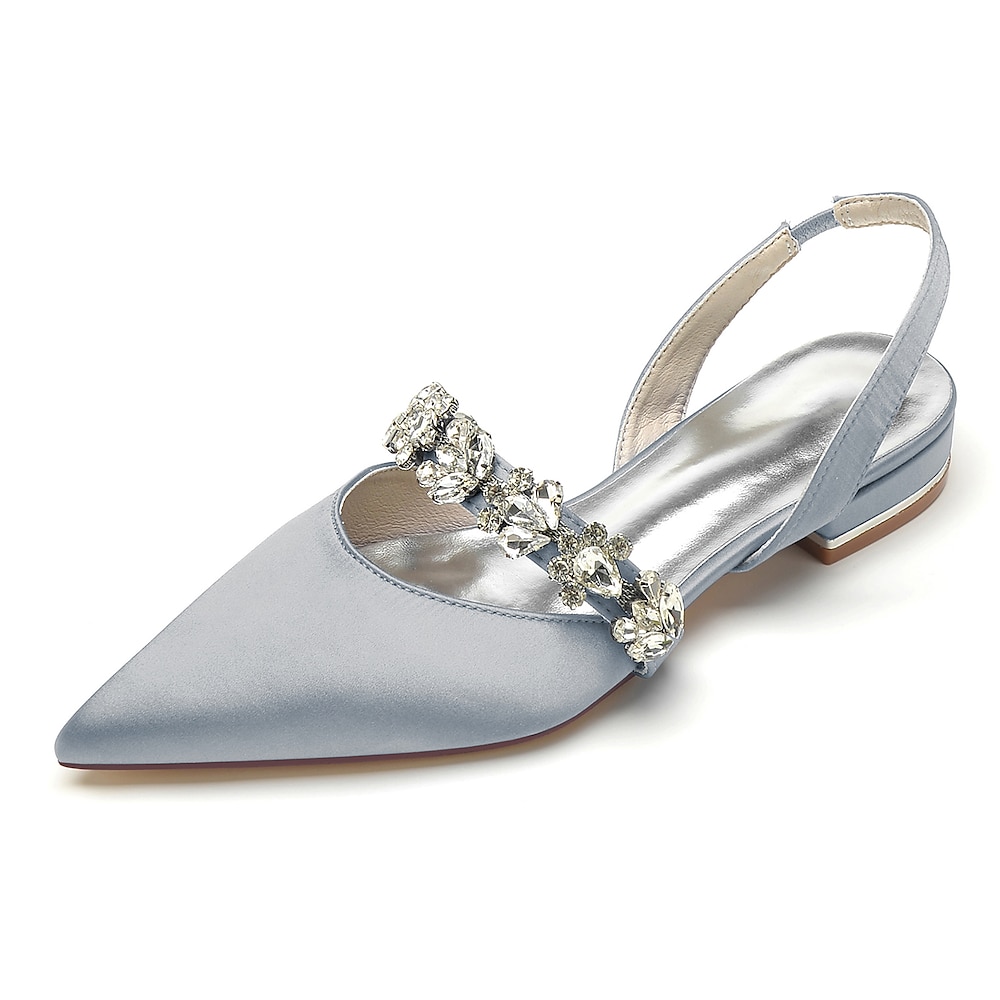 Damen Hochzeit Schuhe Flache Schuhe Geschenke zum Valentinstag Weiße Schuhe Hochzeit Party Täglich Hochzeitswohnungen Brautschuhe Brautjungfernschuhe Strass Flacher Absatz Spitze Zehe Elegant Modisch Lightinthebox