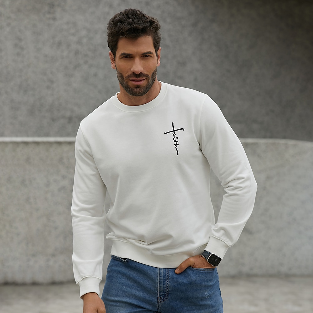 Herren Graphic Sweatshirts Sweatshirt Pullover Langarm Sweatshirt mit Kapuze Rundhalsausschnitt Modisch Festtage Urlaub Strassenmode Weiß Grau Bedruckt Frühling Herbst Designer Lightinthebox