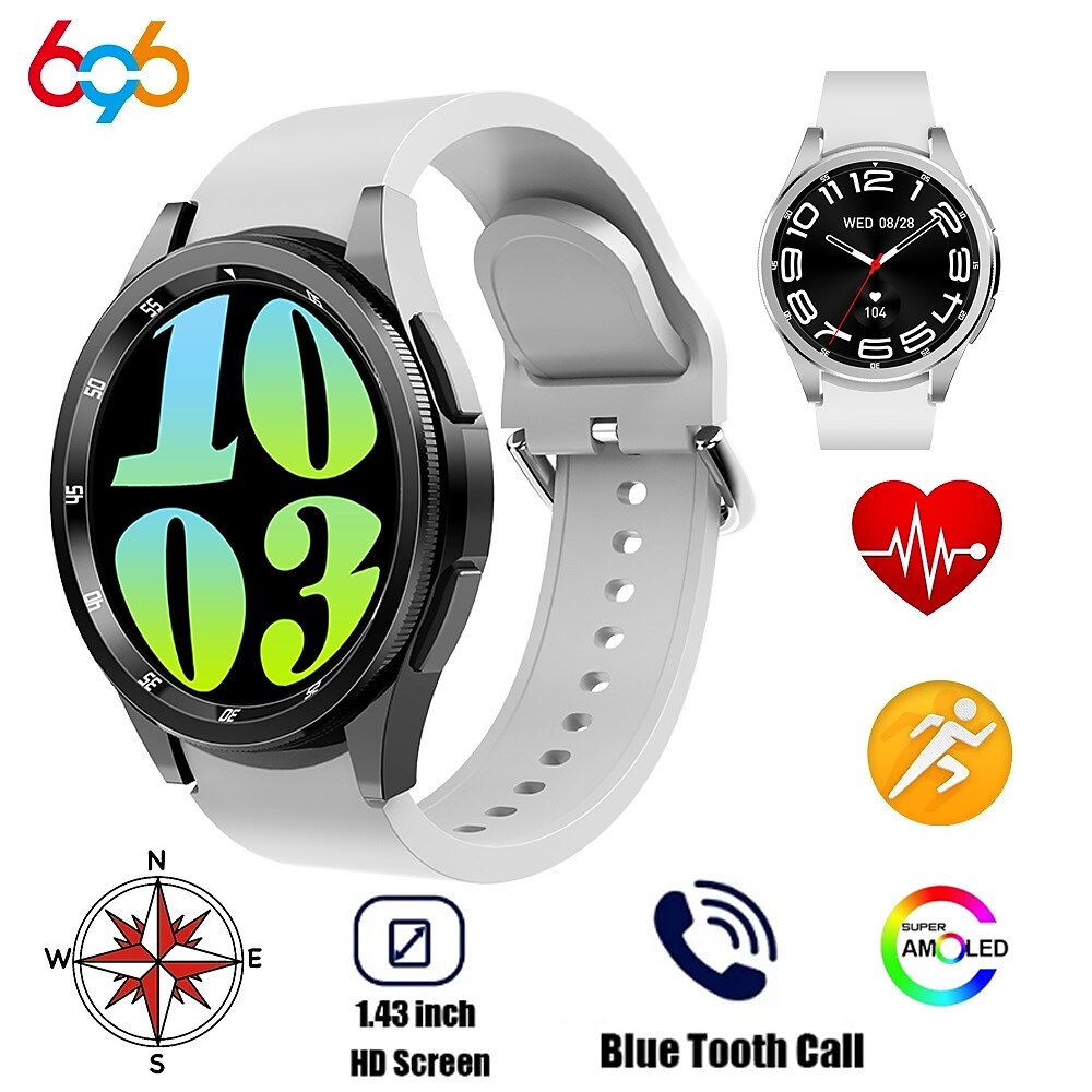 696 JSwatch6Max Smartwatch 1.43 Zoll Smartwatch Fitnessuhr Bluetooth EKG PPG Schrittzähler Anruferinnerung Kompatibel mit Android iOS Damen Herren Freisprechanrufe Nachrichtenerinnerung IP 67 46mm Lightinthebox