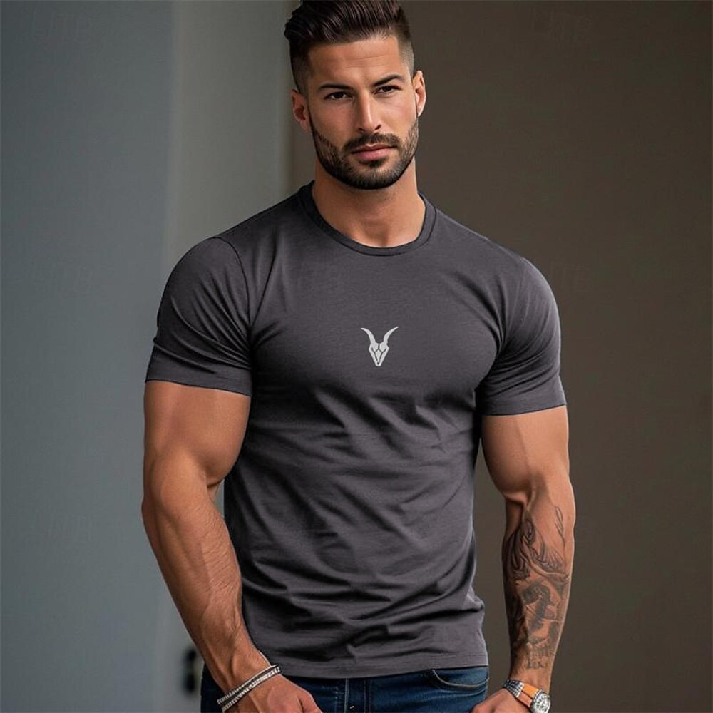 Herren Schaf Bulle T Shirt T-Shirt 100% Baumwolle Kurzarm Grafik Hemd Weiß Marineblau Grau Bequemes T-Shirt Strasse Sports Outdoor Modedesigner-Kleidung Lightinthebox