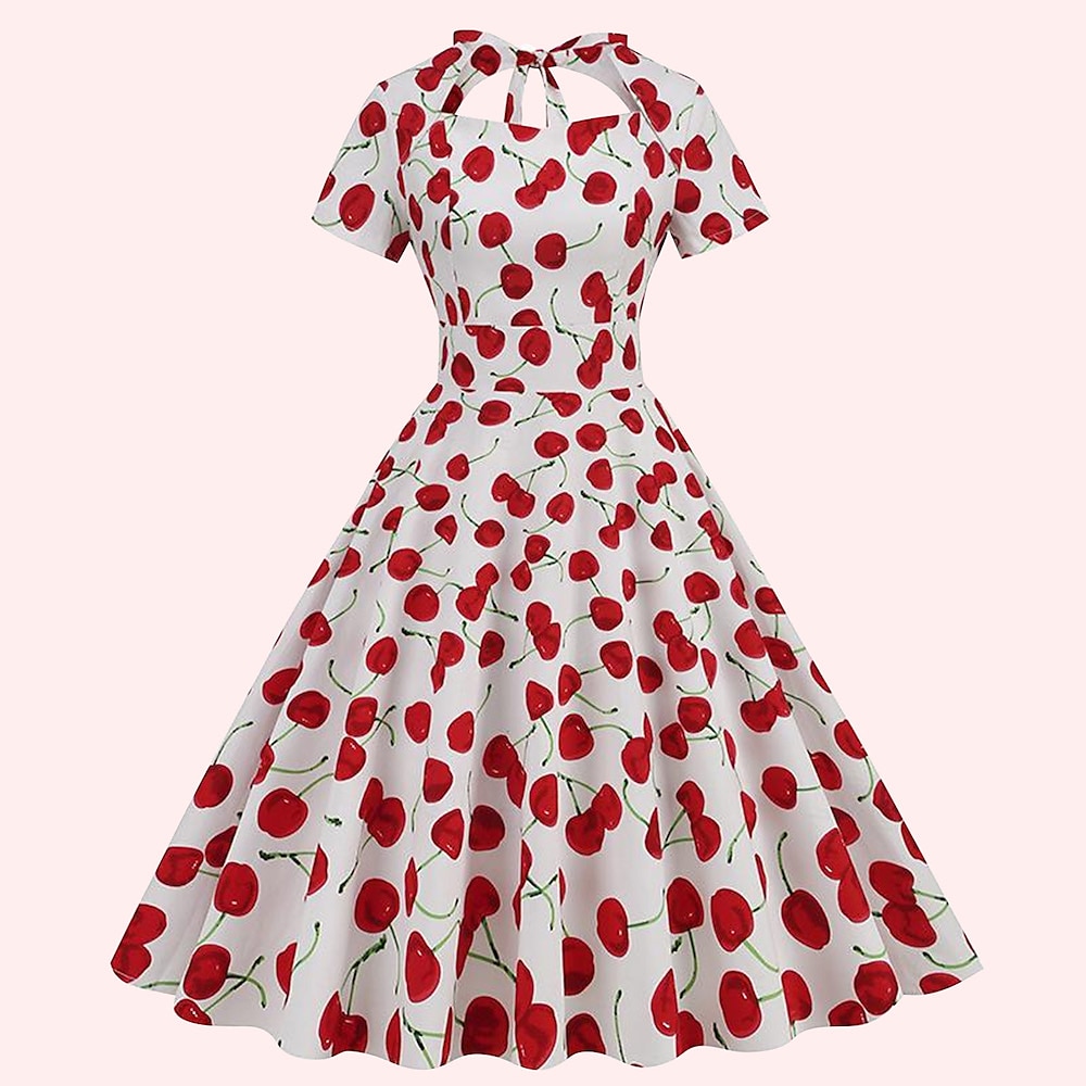 Retro Vintage 1950s Rockabilly Kleid A-Linie Kleid Swing-Kleid Damen Frucht Halloween Freizeitskleidung Kleid Lightinthebox