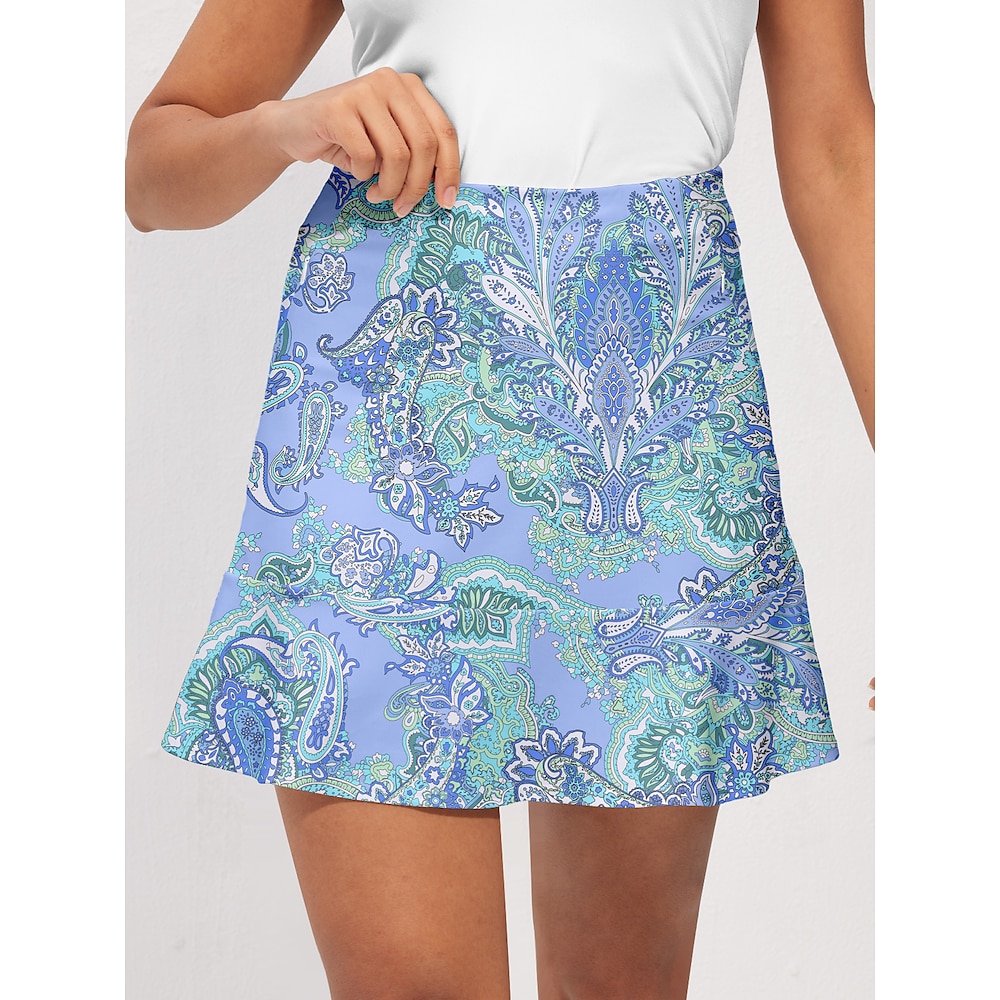 Damen Golfrock Hellblau Unten Paisley-Muster Damen-Golfkleidung, Kleidung, Outfits, Kleidung Lightinthebox