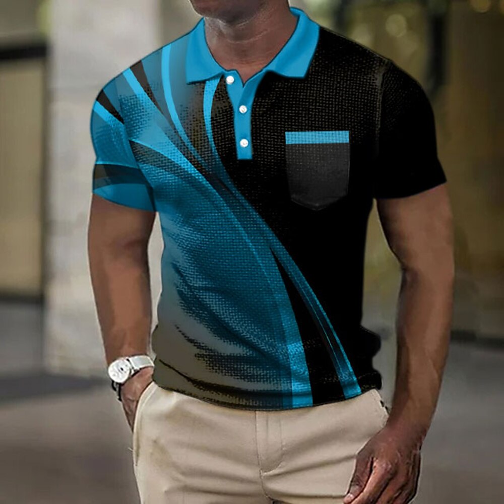 Herren Grafik-Drucke Geometrie Poloshirts zum Suchbegriff: Waffel Poloshirts Kurzarm Polo-Shirts Umlegekragen Brautkleider schlicht Ausgehen Bedruckt Gelb Blau Purpur Lightinthebox