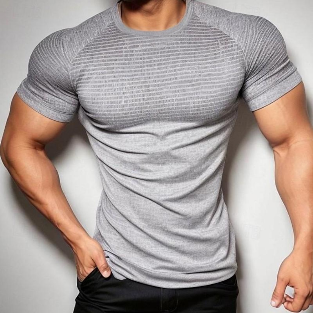 Herren T Shirt Fitnessstudio-Shirt Männer-Tops V Ausschnitt Kurzarm Sport Casual Fitnessstudio Schnell Trocknend Weich Glatt Schwarz Marineblau Sportkleidung Modisch Basic Lightinthebox