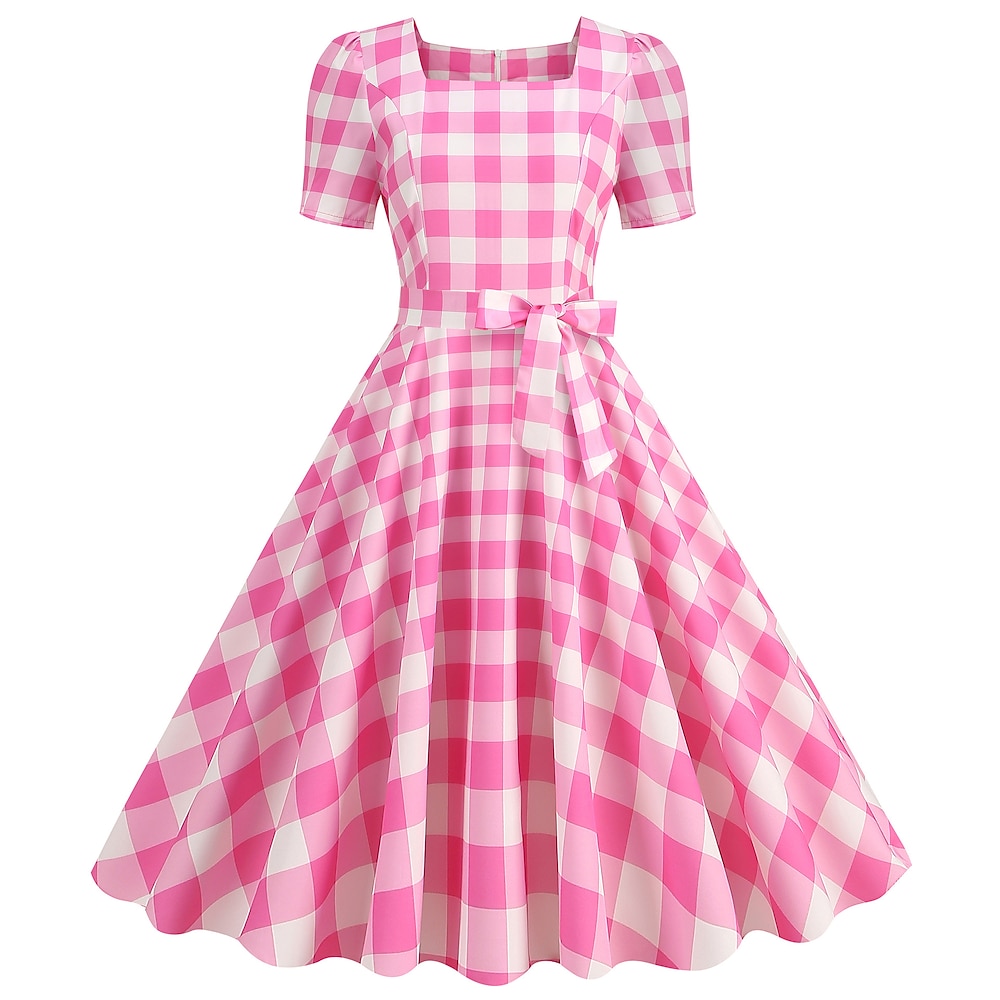 Retro Vintage 1950s Rockabilly Kleid Swing-Kleid Damen Plaid / Karomuster Kariert Gingan Karneval Maskerade Alltagskleidung Erwachsene Kleid Homecoming-Kleider Lightinthebox