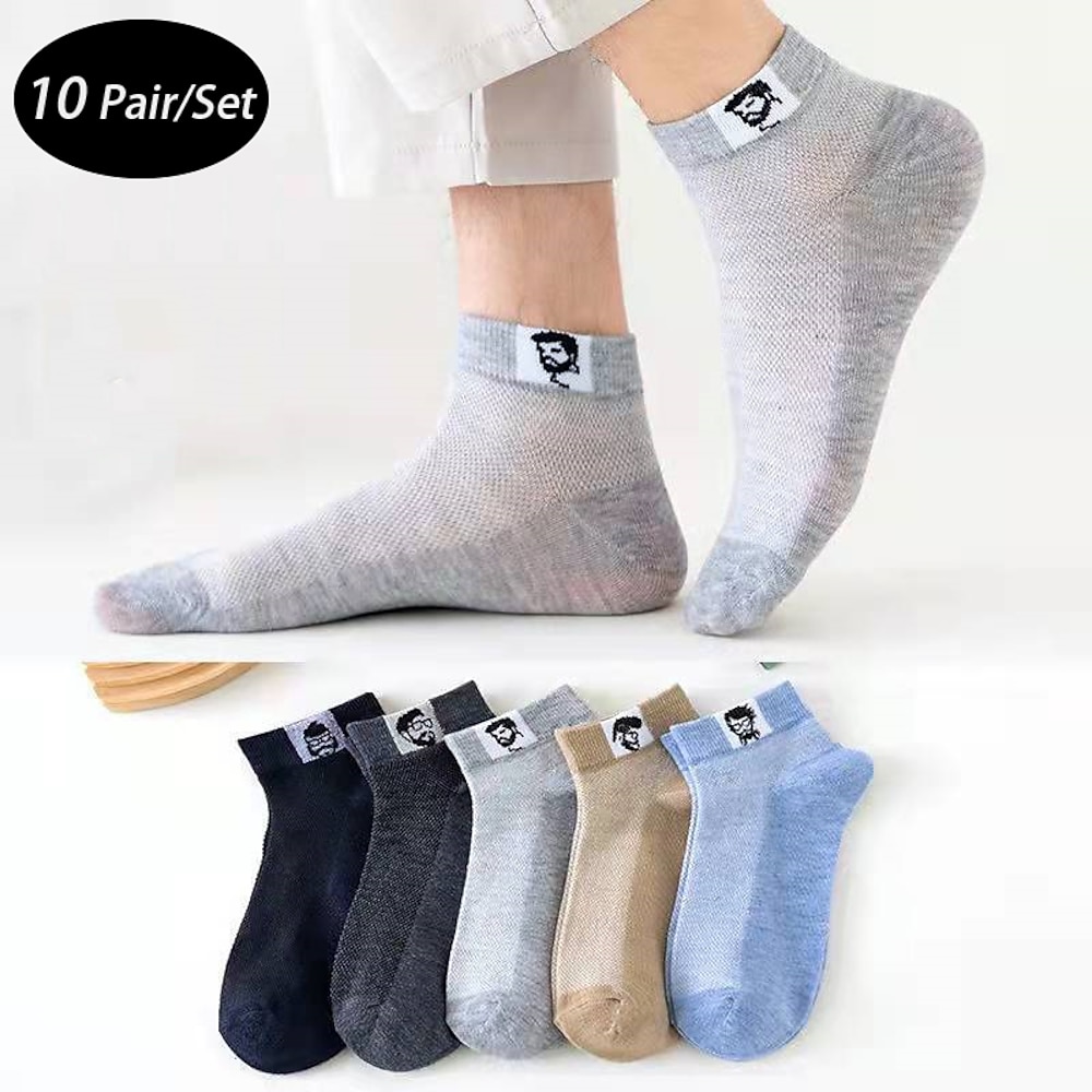 Herren 10 Paare Mehrfachpackungen Socken Ankle Socken Niedrig geschnittene Socken Freizeitsocken Marinenblau Blau Farbe Glatt Sport Natur Täglich Urlaub Grundlegend Mittel Frühling Herbst Modisch Lightinthebox