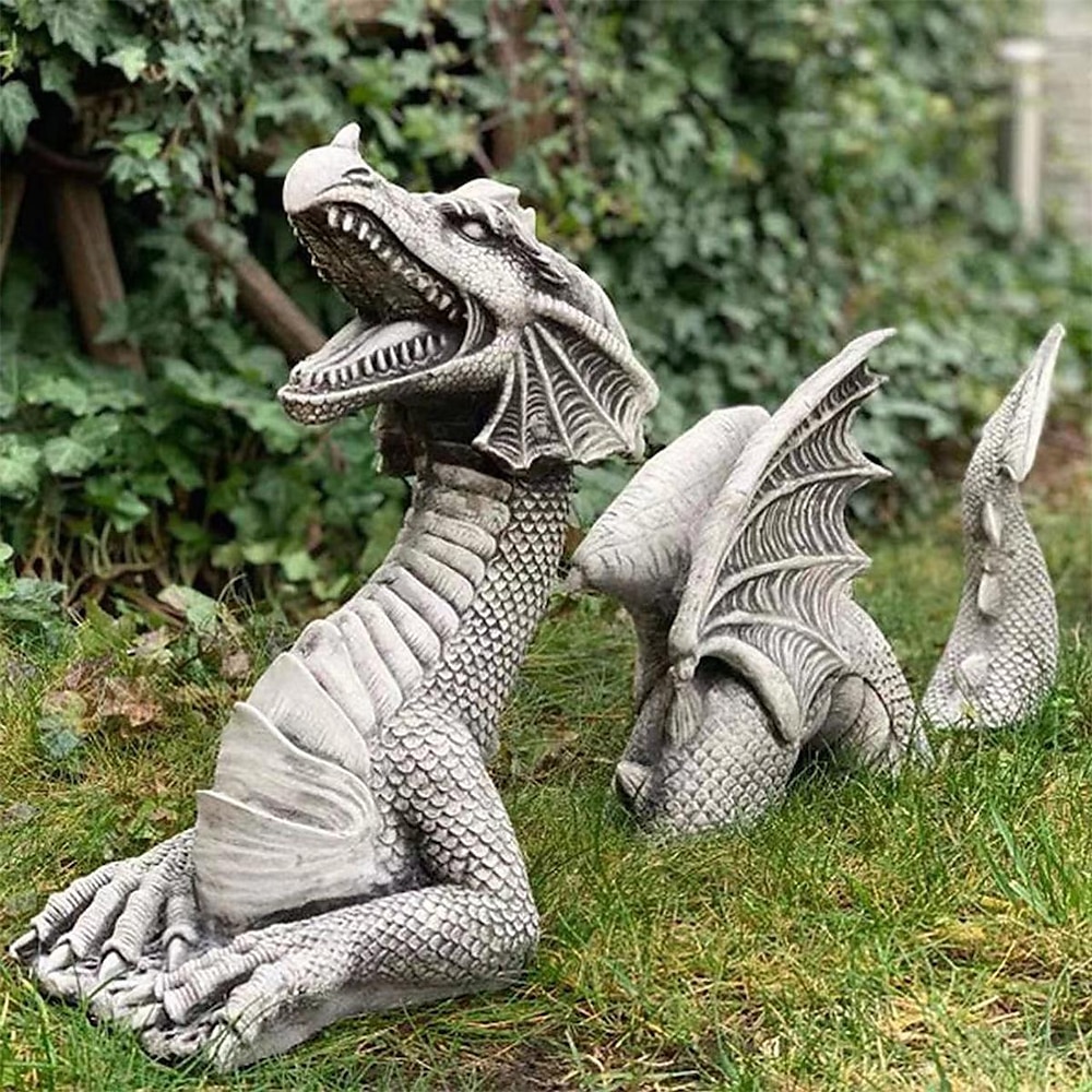 Drachengartendekoration, Drachenstatue aus Harz, Dekorationen, Drachen aus Harz, Jardin Garten Decor, Ostergarten Decor, Wohnaccessoire Lightinthebox