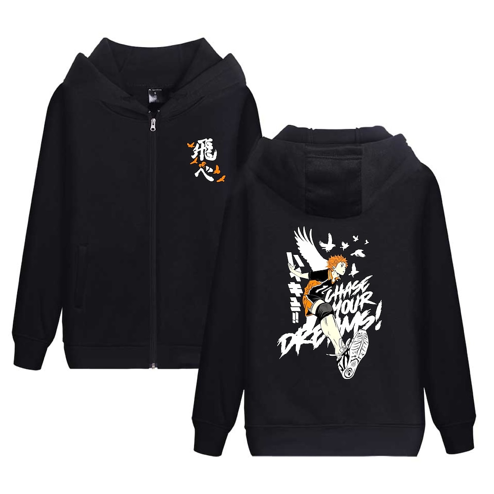 Haikyuu Shoyo Hinata Oberbekleidung Hoodie mit Reißverschluss Anime 3D Vordertasche Harajuku Grafik Für Paar Herren Damen Erwachsene Maskerade Zurück zur Schule Heißprägen Party Casual Lightinthebox