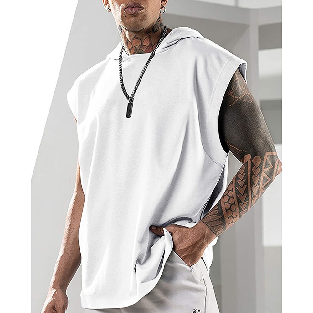 Herren Tank Top Shirt Unterhemden Ärmelloses Hemd Glatt Mit Kapuze Strasse Urlaub Ärmellos Bekleidung Modisch Designer Basic Lightinthebox