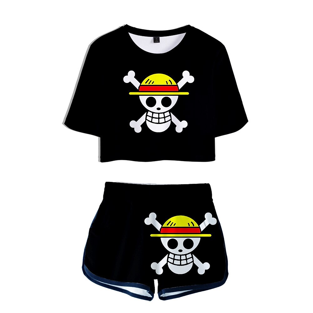 One Piece Affe D. Ruffy Roronoa Zoro Austattungen Kurze Hosen Bauchfreies Top Anime 3D Grafik Für Damen Erwachsene Karneval Maskerade 3D-Druck Strasse Casual Lightinthebox