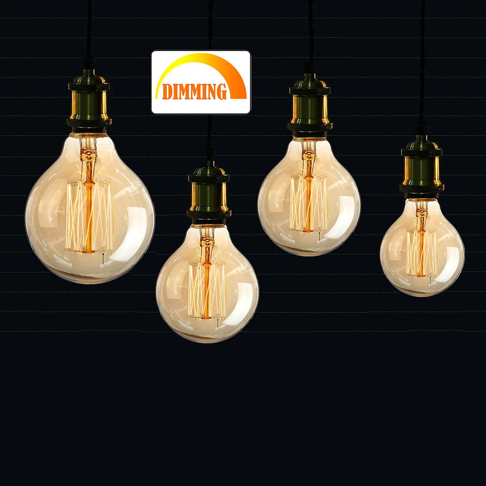 1/2 Stück 40 W Edison-Glühbirne G80 G95 G125 dimmbare Retro-Glühbirne E27/E26-Sockel antike gerade Glühbirne Bernsteinglas 2200 K warmgelbe Glühlampe für die Beleuchtungsdekoration zu Hause AC 110 V Lightinthebox