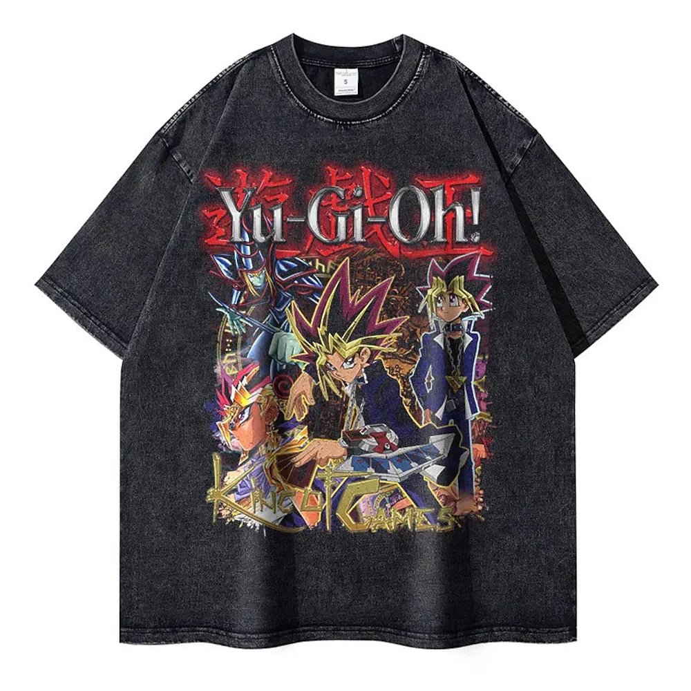 Yu-Gi-Oh! T-Shirt-Ärmel Übergroßes Acid Washed T-Shirt Bedruckt Grafik Für Paar Herren Damen Erwachsene Halloween Karneval Maskerade Heißprägen Strasse Casual Lightinthebox