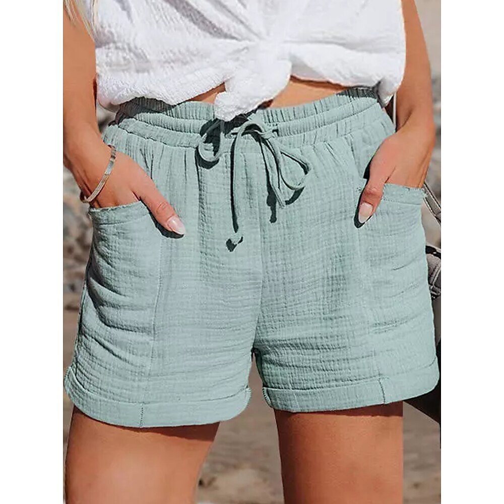 Damen Casual Shorts elastischer Kordelzugbund strukturiert rosa Sommer Strand Freizeit bequeme entspannte Passform normale Länge Kleidung Bekleidung Lightinthebox