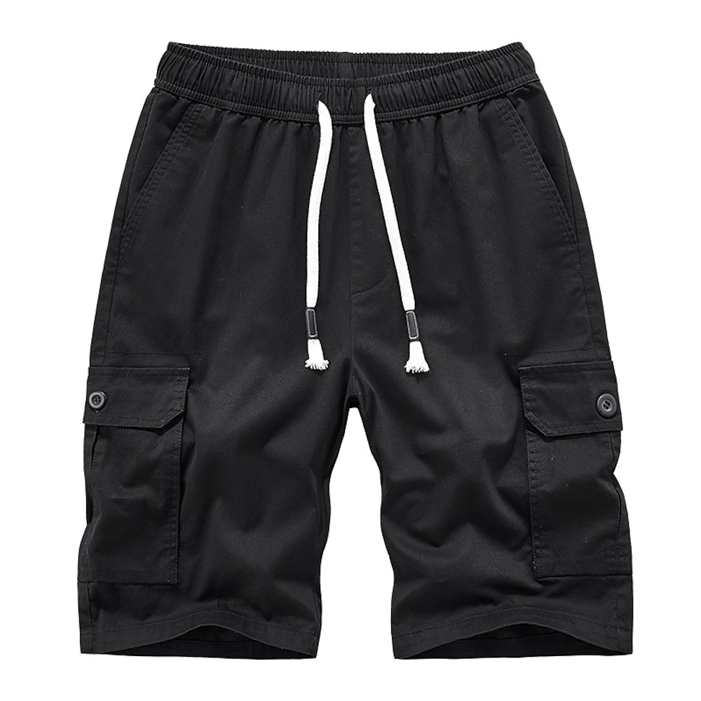 Herren Cargo Shorts Kurze Hosen Shorts Kurze Hosen Bermudas Arbeitsshorts Kordelzug Elastische Taille Multi Pocket Glatt Feuchtigkeitsableitung tragbar Knielänge Outdoor Casual Täglich Modisch Lightinthebox