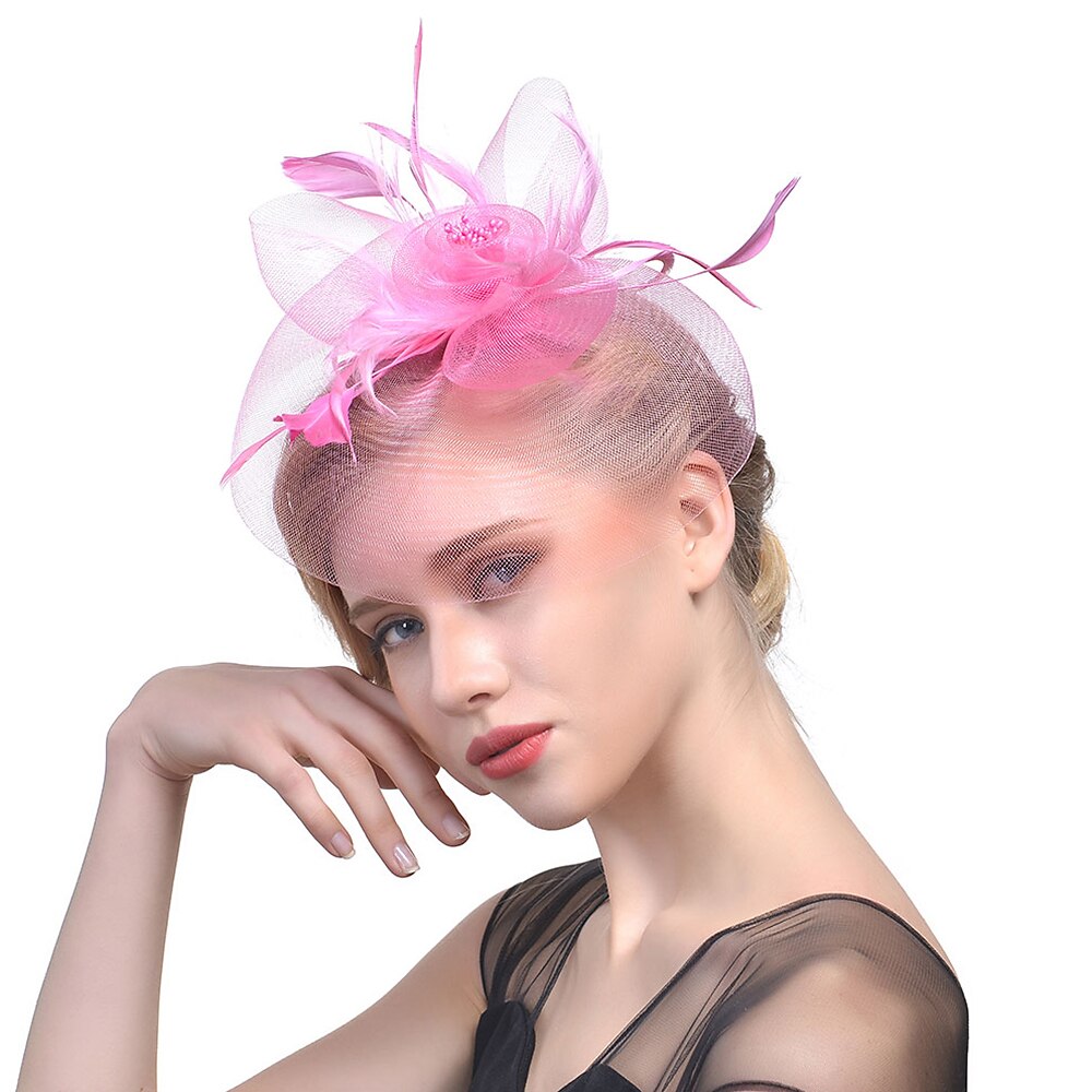 Fascinator Organza Fedora-Hut Schlapphut Schleierhut Teegesellschaft Kentucky Derby Pferderennen Damentag Cocktail Elegant Vintage Einfach Mit Feder Unifarbe Kopfschmuck Kopfbedeckung Lightinthebox