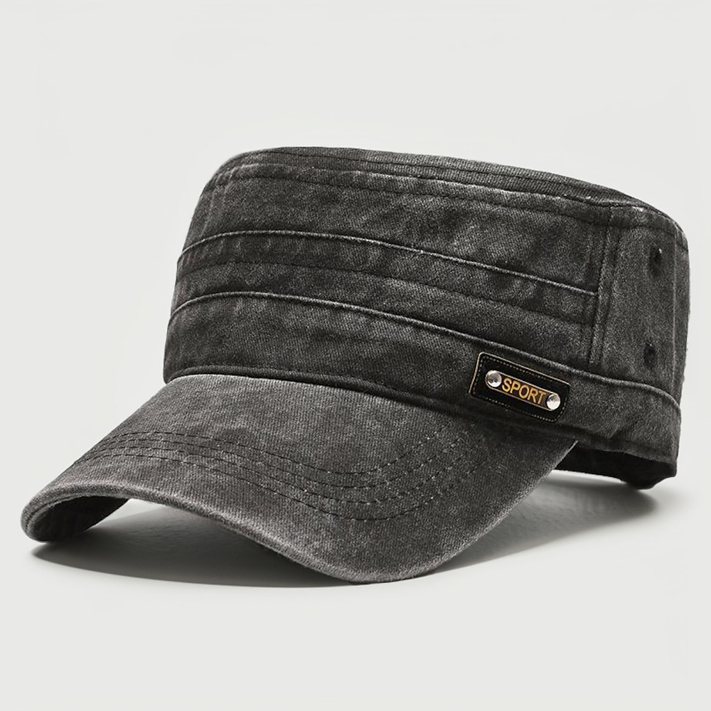 Herren Schiebermütze Cap Basecap Militärmütze Kadettenhut Schwarz Braun Polyester / Baumwollmischung Vintage Modisch Brautkleider schlicht Strasse Täglich Glatt Einstellbar Sonnenschutz Atmungsaktiv Lightinthebox