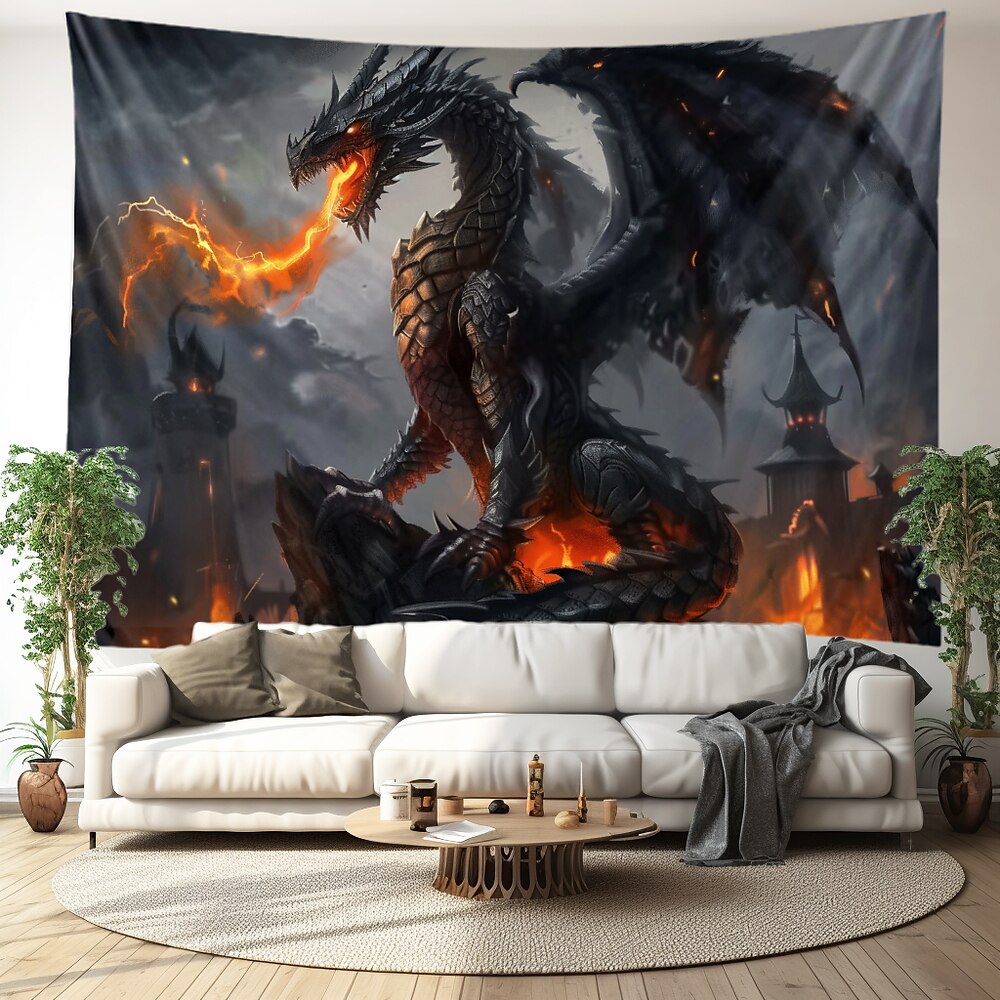 Wilder Drache Wandteppich zum Aufhängen, große Wandteppiche, Wanddekoration, Fotohintergrund, Decke, Vorhang, Heim, Schlafzimmer, Wohnzimmer, Dekoration Lightinthebox