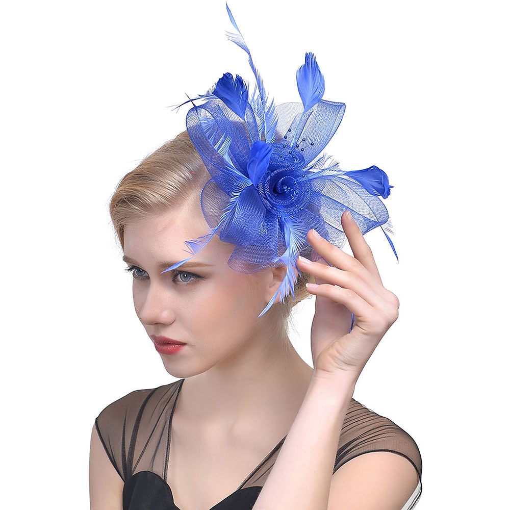 Fascinator Polyester Fedora-Hut Schlapphut Schleierhut Hochzeit Geburtstag Teegesellschaft Kentucky Derby Pferderennen Elegant Vintage Niedlich Mit Feder Unifarbe Kopfschmuck Kopfbedeckung Lightinthebox