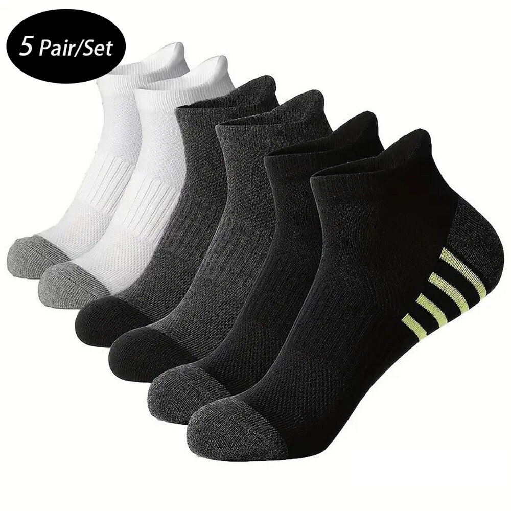 Herren 5er Pack Mehrfachpackungen Socken Ankle Socken Niedrig geschnittene Socken Laufsport Socken Freizeitsocken Schwarz Weiß Farbe Farbblock Sport Natur Täglich Urlaub Grundlegend Mittel Sommer Lightinthebox