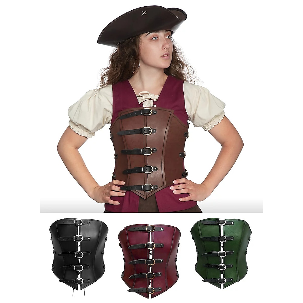 Mittelalterlich Renaissance Steampunk Korsett Cosplay Kostüm Waffen und Rüstungen Vikinger Schildmaid Walhalla Damen Klassisch Halloween Maskerade Veranstaltung / Fest LARP Erwachsene Korsett Lightinthebox