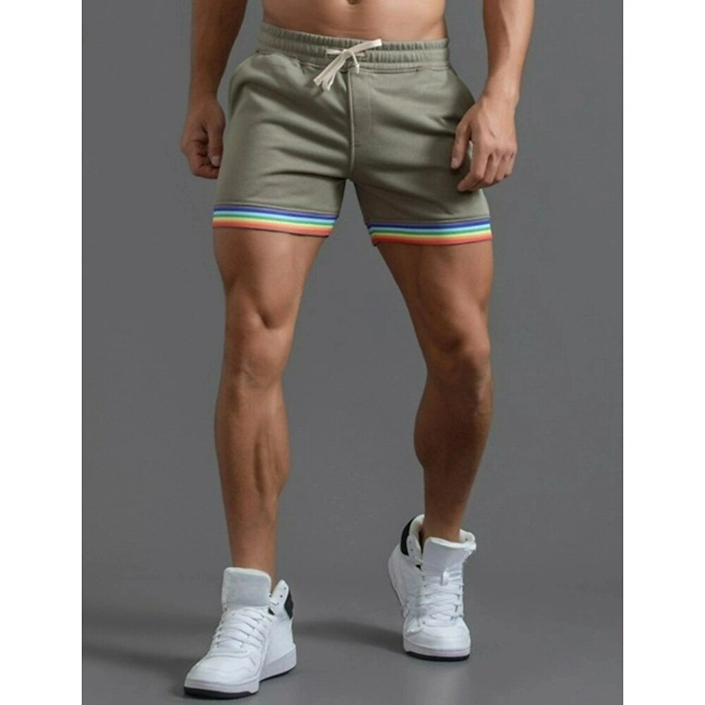 Herren Sweatshorts Kurze Hose Shorts Kurze Hosen Sommer-Shorts Patchwork Kordelzug Elastische Taille Feste Farbe Komfort Atmungsaktiv Kurz Outdoor Täglich Modisch Casual / sportlich Weiß Grün Lightinthebox