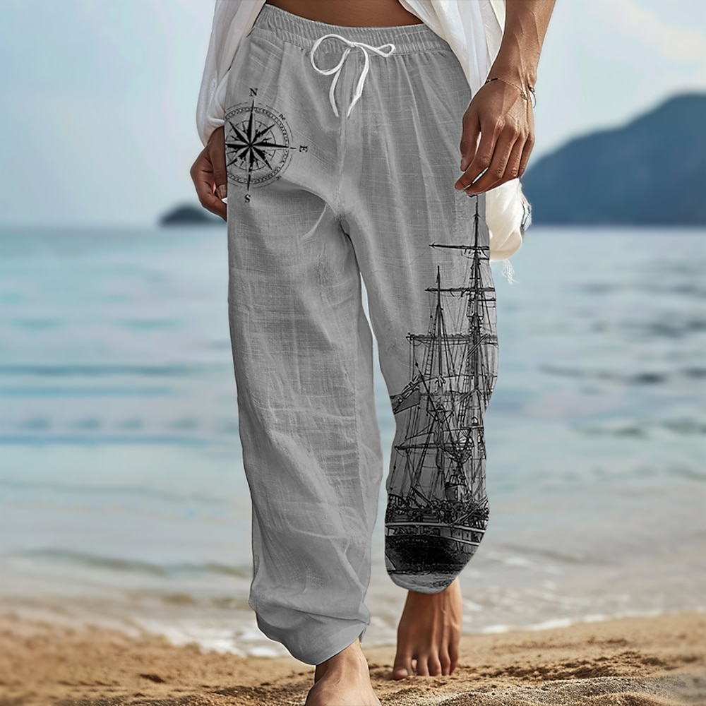 Herren Hawaiianisch Retro Hosen Hose 3D-Druck Hose mit geradem Bein Mittlere Taillenlinie Elastischer Kordelzug in der Taille Outdoor Strasse Festtage Sommer Frühling Herbst entspannte Passform Lightinthebox