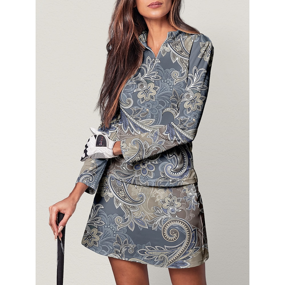 Damen poloshirt Denim Blue Rosa Blau Langarm Sonnenschutz Shirt Blumen Herbst Winter Damen-Golfkleidung, Kleidung, Outfits, Kleidung Lightinthebox
