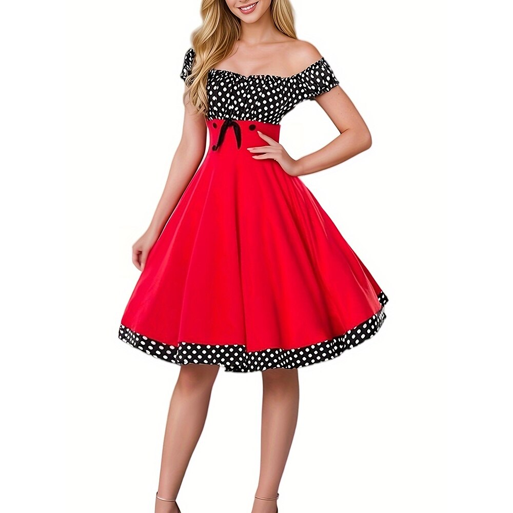 1950er Vintage inspiriert Midlänge Ärmellose Kleider A-Linie Damen Alltagskleidung Party Abend Festival Erwachsene Herbst Frühling Sommer Lightinthebox