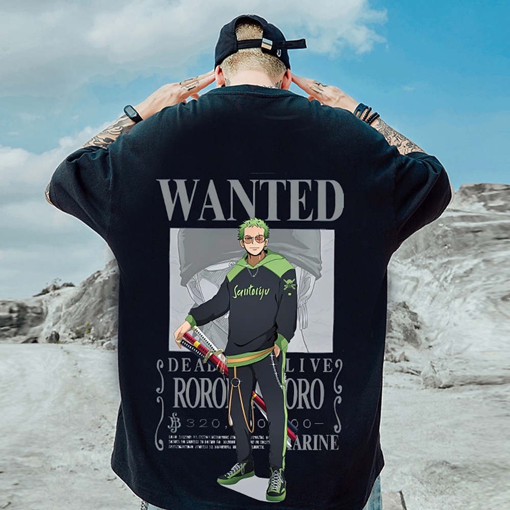 One Piece Roronoa Zoro Cosplay Kostüm T-Shirt-Ärmel Zeichentrick Bedruckt Muster Harajuku Grafik Kawaii Für Herren Damen Erwachsene Maskerade Zurück zur Schule Heißprägen Strasse Casual Lightinthebox