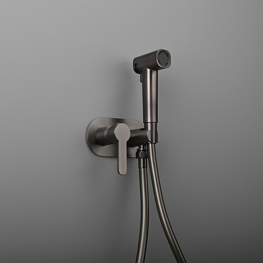 Gebürstetes graues Bidet-Sprühset, Wand-Bidet-Dusche, heißes und kaltes Bidet, Badezimmer, massives Messing, Shattaf-Duscharmatur, Mischbatterie Lightinthebox