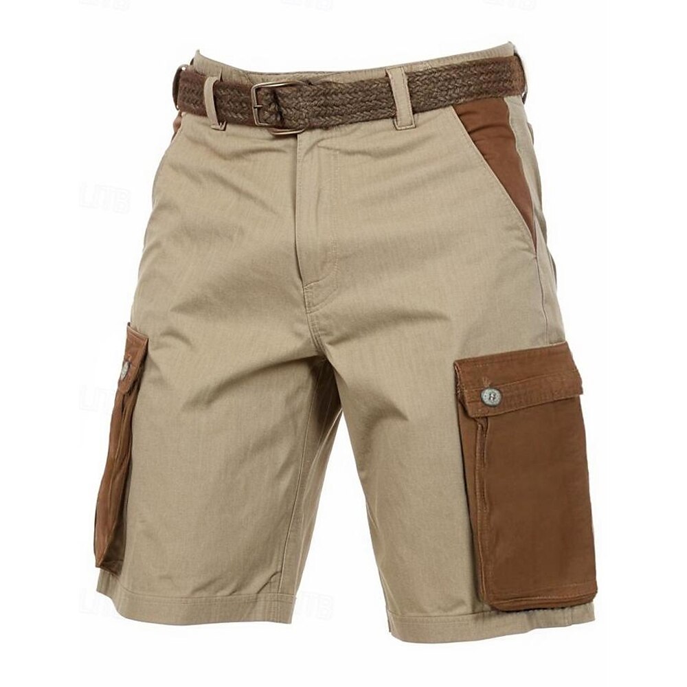 Herren Shorts Kurze Hosen Leinenshorts Kurze Hosen Sommer-Shorts Patchwork Tasche Farbblock Komfort Atmungsaktiv Kurz Casual Täglich Festtage Modisch Designer Grün Khaki Lightinthebox